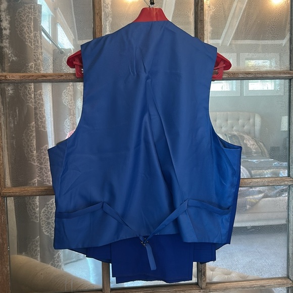 Mazari Royal Blue Vested 3 Piece Suit 50x44 - Picture 8 of 10